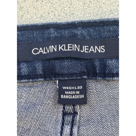 Calvin Klein Jeans CKJ 035 Straight Leg Dark Wash Denim Mens 40x30 Blue - Picture 4 of 8